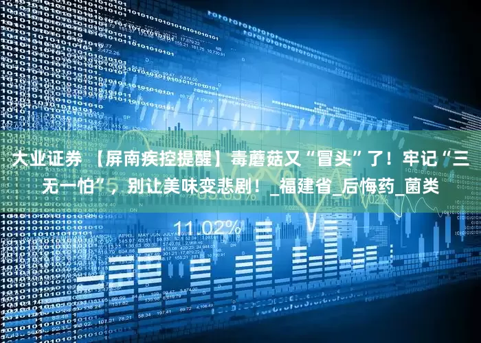 大业证券 【屏南疾控提醒】毒蘑菇又“冒头”了！牢记“三无一怕”，别让美味变悲剧！_福建省_后悔药_菌类